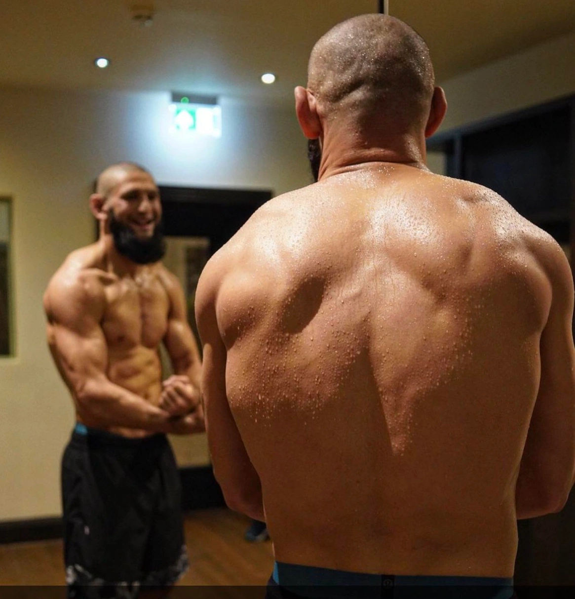 Khamzat Chimaev Flexing his muscles