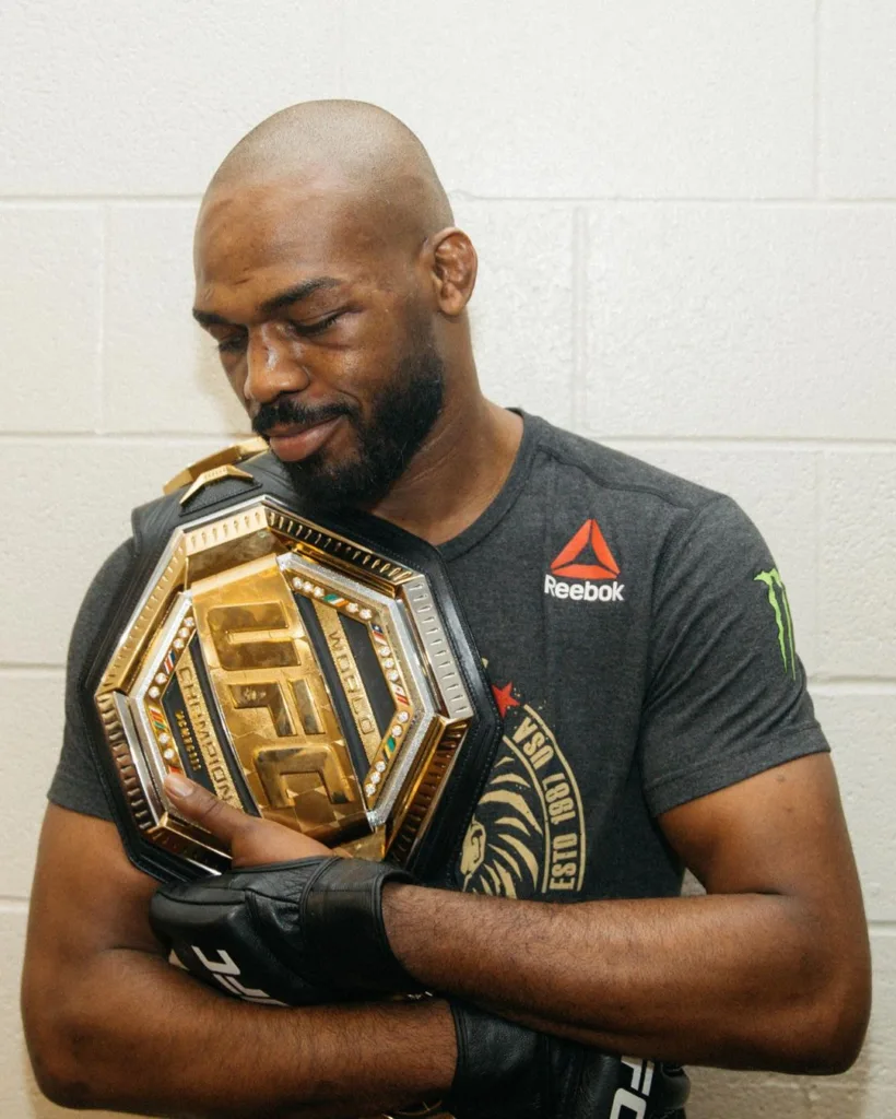 Jon Jones with his Light Heavy weight Championship Belt.